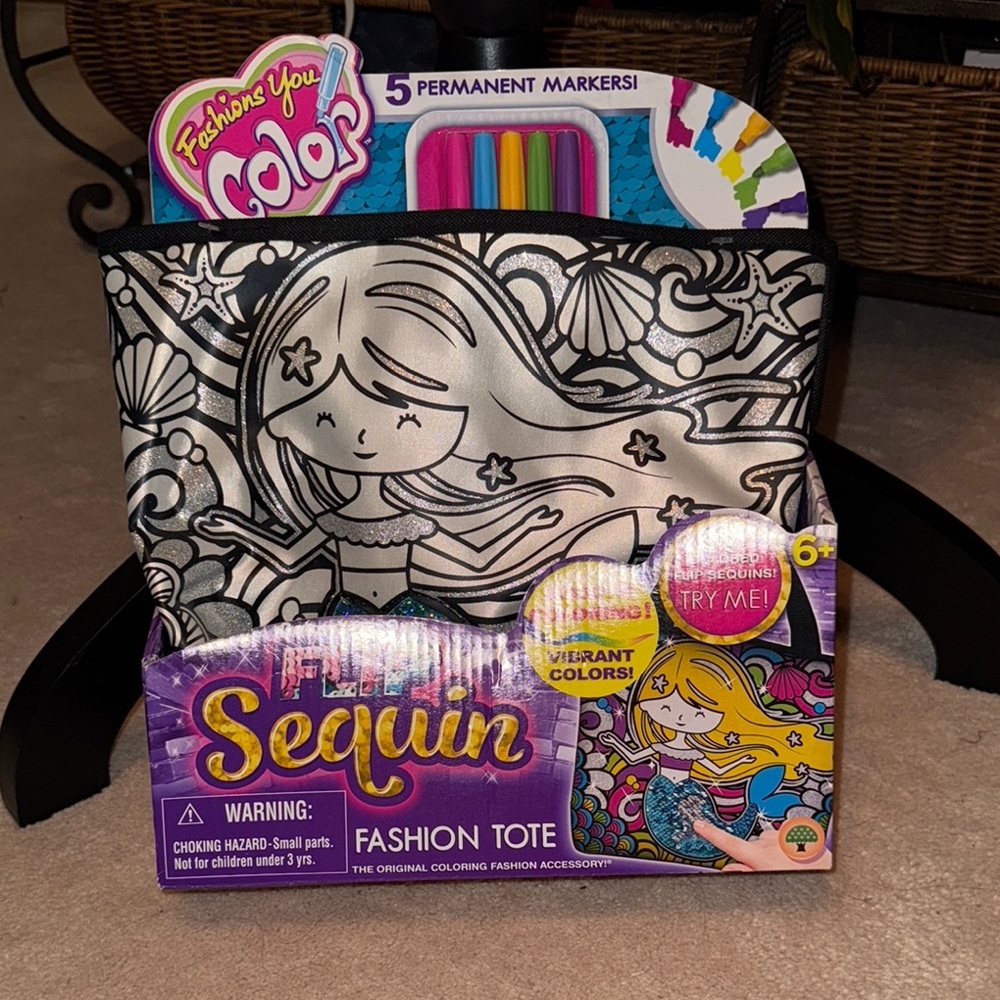 Sequin Fashion Tote with Markers